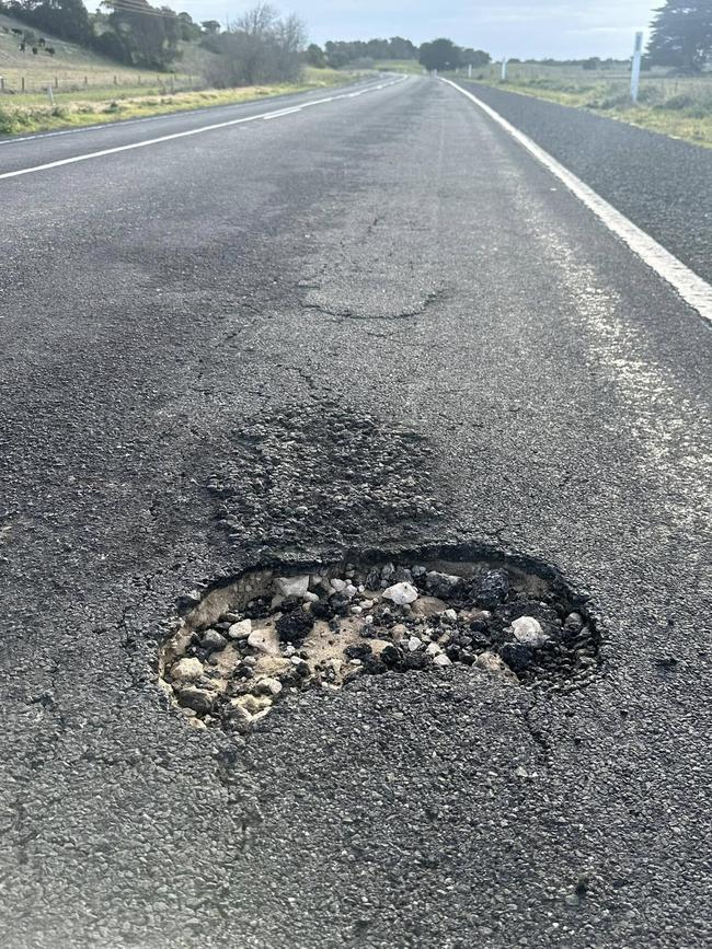 Example of a recently resurfaced pothole on the Southern Ports Highway. Picture: Heather Burdon