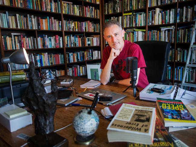 Cricket writer Gideon Haigh at home in Melbourne. News Corp is launching a new cricket podcast with Peter Lalor and Gideon Haigh.Photograph by Paul JeffersThe Australian30 Oct 2020