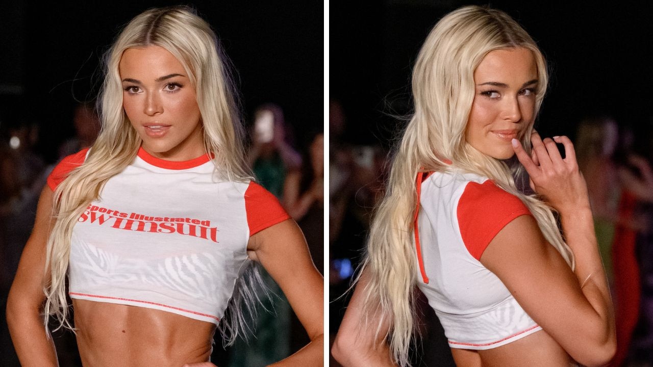 Gymnastics star stuns on cat walk with splits
