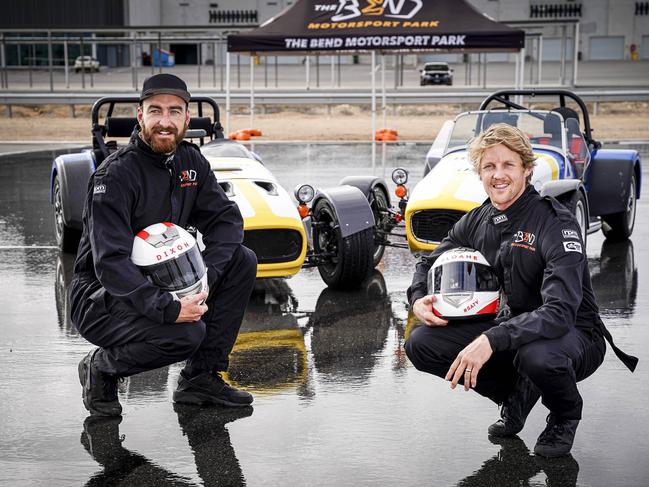 Dixon’s main passion away from footy is his cars. He recently raced against Crows captain Rory Sloane at Tailem Bend Motorsport Park. Picture: Mike Burton