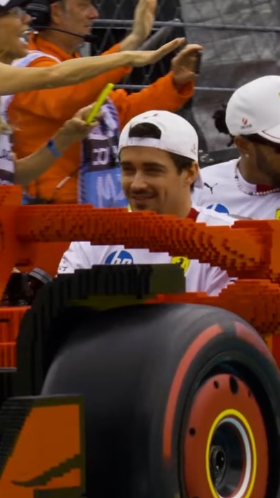 F1 drivers take to the track in life-size LEGO cars