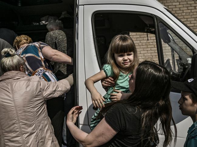 Civilians are evacuated from the city of Lysychansk, eastern Ukrainian region of Donbas. Picture: AFP