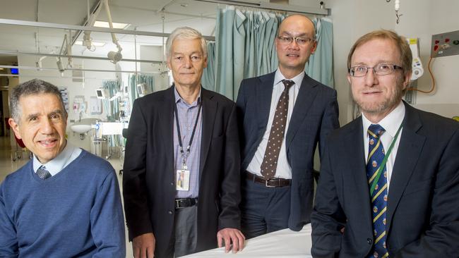 Prof Frank Ierino: Renal Transplant Physician; Mr Gary fell: Vascular Surgeon; Mr Yee Chan: Urology donor Surgeon and Mr Ian Michell:Transplant Surgeon. Picture: Jason Edwards.