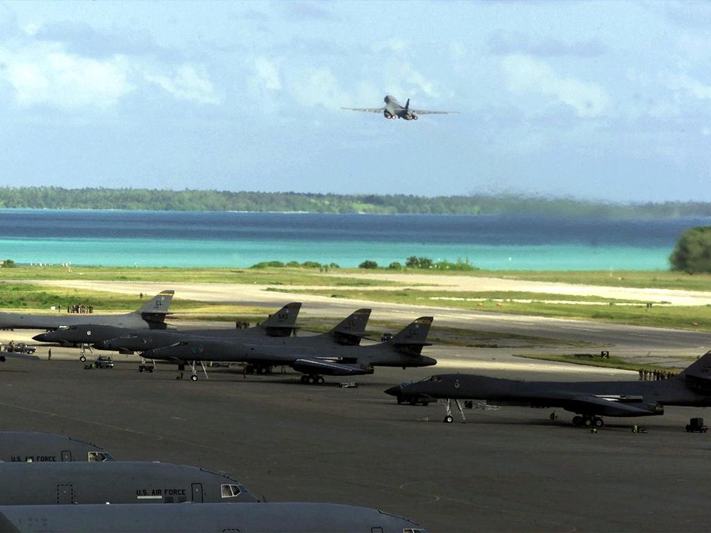 US strategic bombers on the island of Diego Garcia, in the middle of the Indian Ocean. Picture: US Dept Defence 