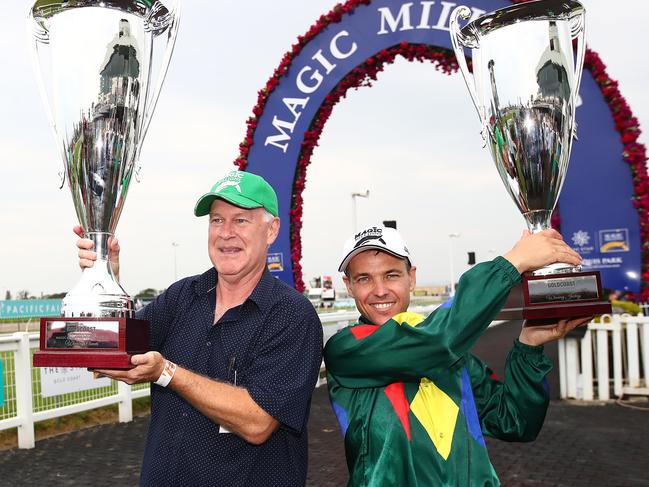 Endresz and jockey Ryan Maloney after Alligator Blood’s Gold Coast win.