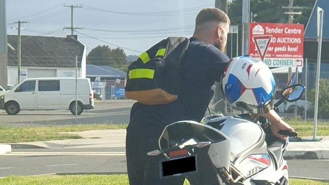 A 31-year-old motorcyclist has been hit with nearly $4000 in fines and been suspended from riding for six months after allegedly being caught doing a "wheelie" at 112kmh in a 60kmh area on Hannell St at Wickham on March 12, 2023. Picture: NSW Police.