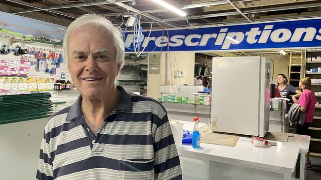 Greg Grand has survived many floods and Brand’s Pharmacy in Lismore has been in the family for 107 years. Picture: Nicholas Rupolo