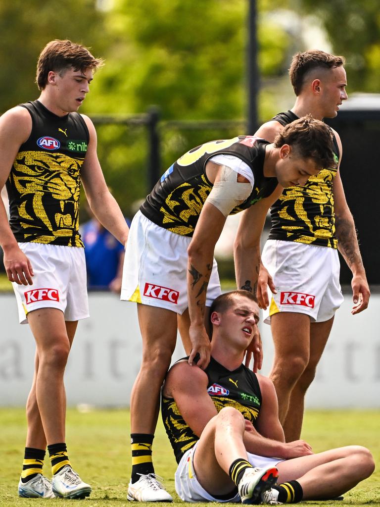 Lalor was placed into concussion protocols after the incident. (Photo by Daniel Carson/AFL Photos via Getty Images)