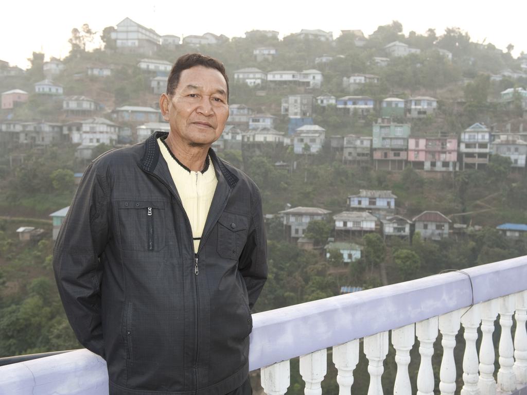 Mr Ziona, seen here at the age of 67, at his home. Picture: Richard Grange/Barcroft India/Getty Images