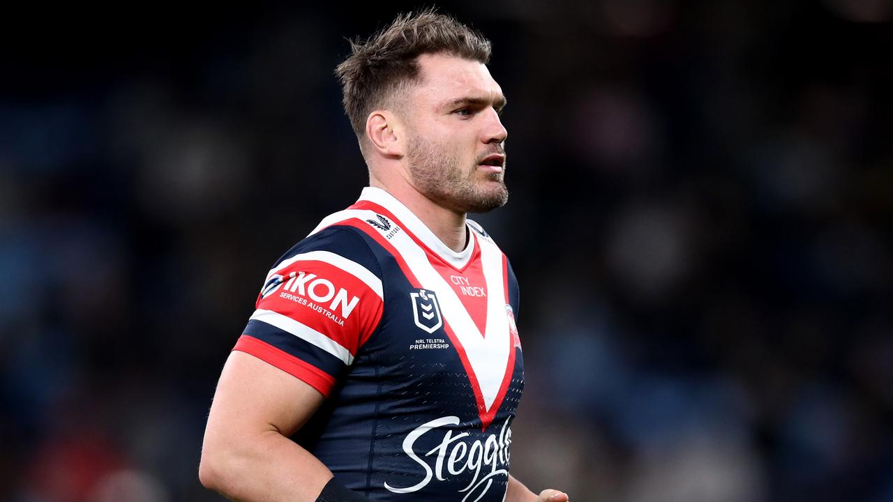 SYDNEY, AUSTRALIA - JUNE 10: Angus Crichton of the Roosters warms up ahead of the round 15 NRL match between Sydney Roosters and Penrith Panthers at Allianz Stadium on June 10, 2023 in Sydney, Australia. (Photo by Jason McCawley/Getty Images)