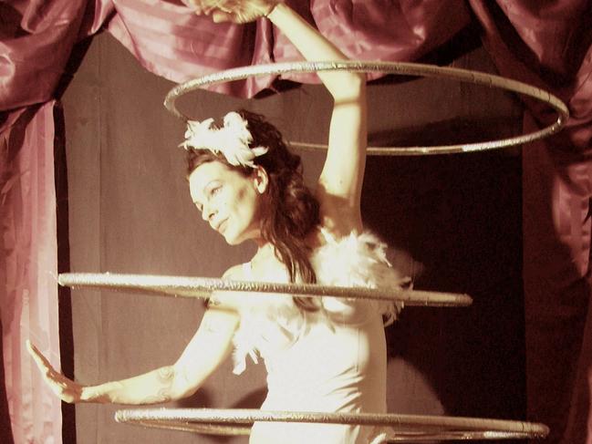 Clown and hula hoop performer Judith Lanigan, from Torquay, Victoria. Part of her Swan Lake performance.