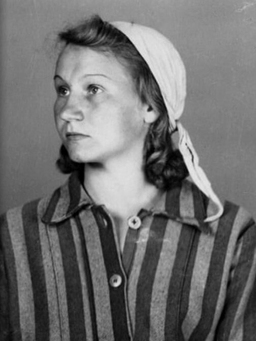 Zofia Posmysz as inmate No 7566 at Auschwitz. Picture: Wilhelm Brasse