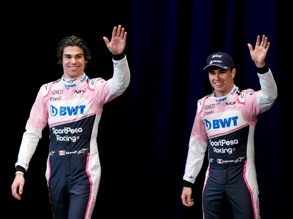 Racing Point's drivers Lance Stroll (L) and Sergio Perez are not in trouble.