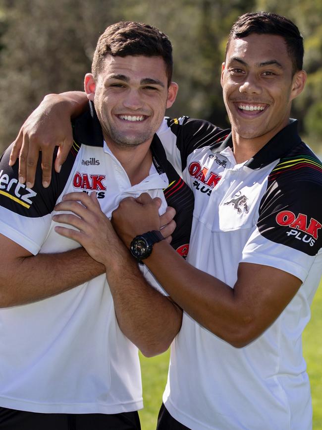 2020: Nathan Cleary and Jerome Luai on the eve of the 2020 season after becoming first choice halves for Penrith. Picture: Penrith Panthers