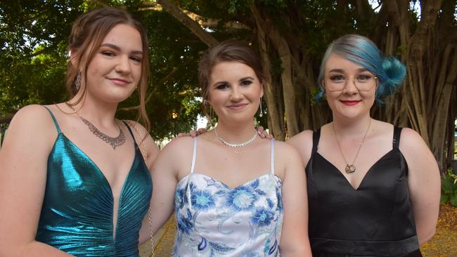 Chloe White, Mackenzie Carey and Shauna Poulsen at the Mackay State High School formal at the MECC, on Wednesday November 18. Picture: Zizi Averill
