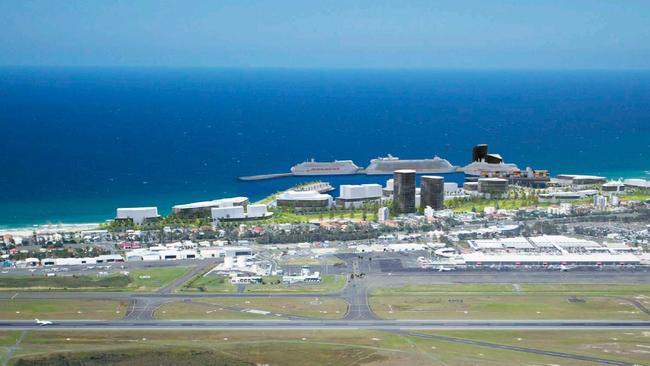 The development would be close to the Gold Coast Airport, as seen in the foreground.