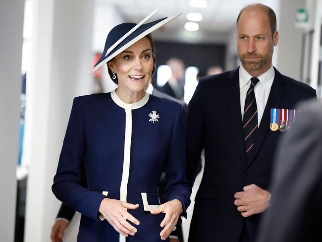 Princess Catherine, with Prince William, leaned into the nautical theme at a ship-naming ceremony in Glasgow. Picture: AFP