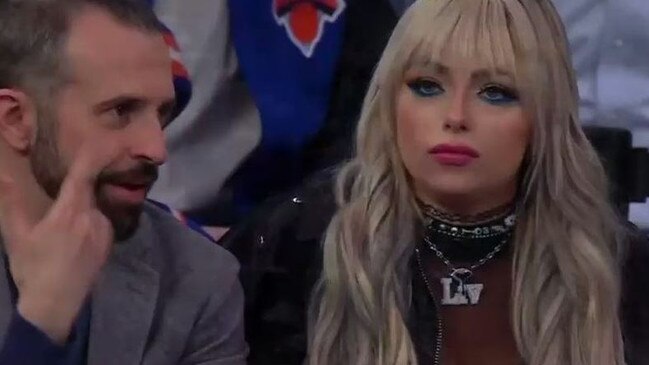 WWE star Liv Morgan went viral for looking completely disinterested in what a man sitting next to her was saying. Picture: Twitter