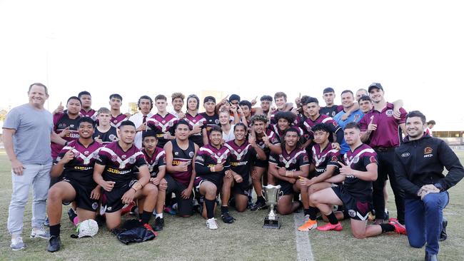 Marsden State High celebrate their win. Picture: Josh Woning