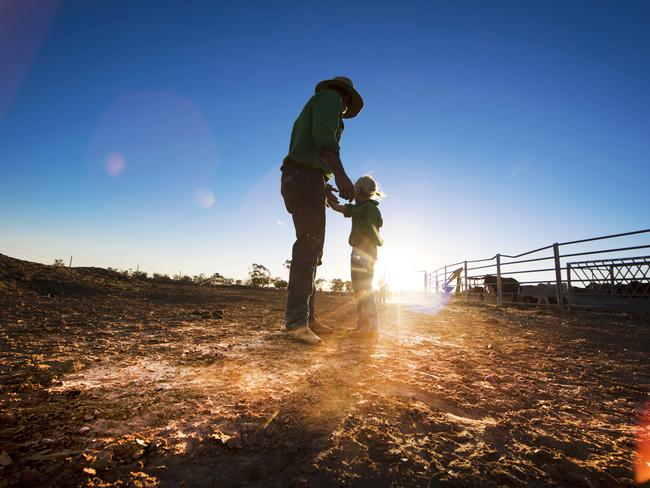 Cameron Tickell of Rylstone Station pictured with daughter Sophie, 6. Picture: Nigel Hallett