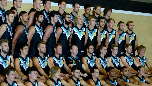 Port Adelaide Power official photographs being taken at Alberton Oval. Photo: Sam Wundke.