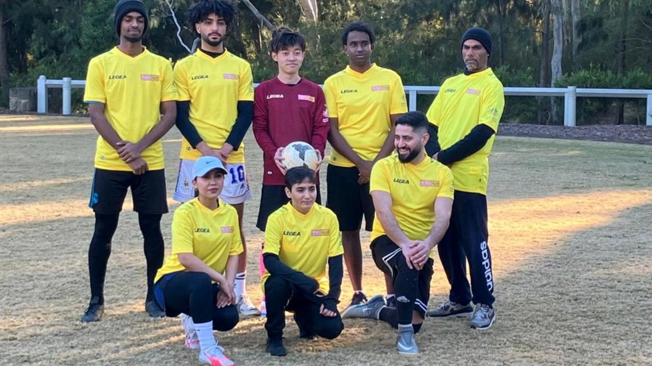 Michael Wilson, far right, and his Street Socceroo teammates in Canberra.