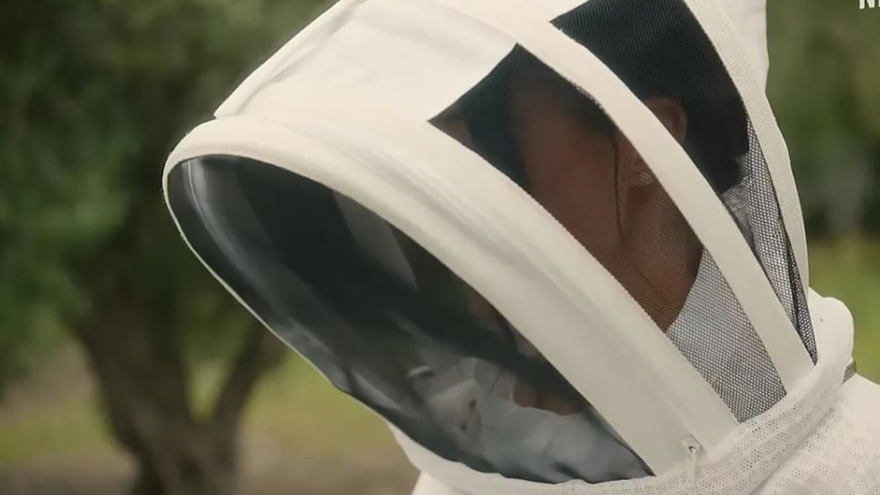 The mum-of-two gets stuck in to some bee keeping. Picture: Netflix