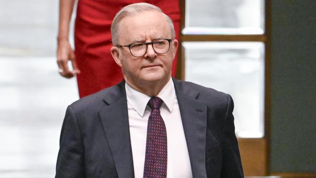 Anthony Albanese has looked flat-footed, admitting to taking a ‘sit back’ approach to responding to Donald Trump’s public comments. Picture: NewsWire / Martin Ollman