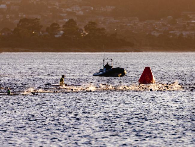 Competitors in the Ironman 70.3 Tasmania in Hobart Picture: Linda Higginson