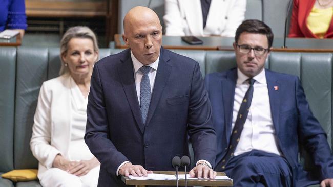 Opposition Leader Peter Dutton delivered his budget reply speech in the House of Representatives in Parliament House in Canberra. Picture: NCA NewsWire / Gary Ramage