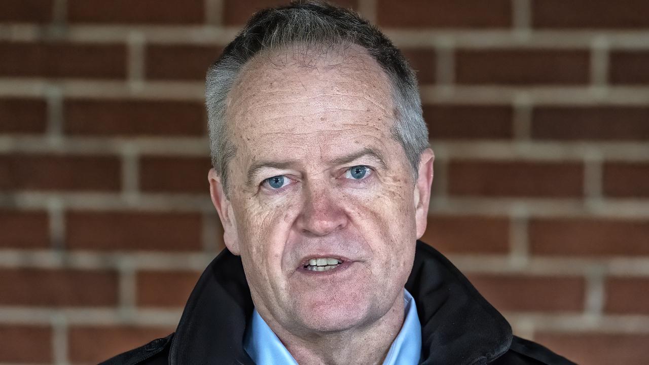 Minister for Government Services and the National Disability Insurance Scheme Bill Shorten gives a press conference I n Melbourne. Picture: NewsWire / Luis Enrique Ascui