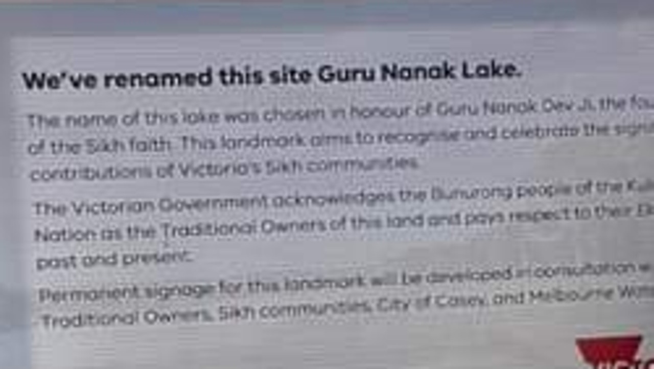 ‘Absolute joke’: Residents furious as Victorian lake renamed after Sikh founder Guru Nanak