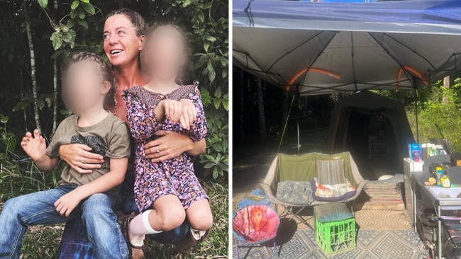 The kids "love" living in a tent. Source: Cairns Post/ Lucy Aura