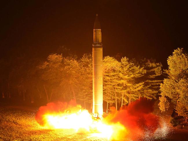 North Korea test-fires an intercontinental ballistic missile earlier this year. Picture: AFP/KCNA via KNS