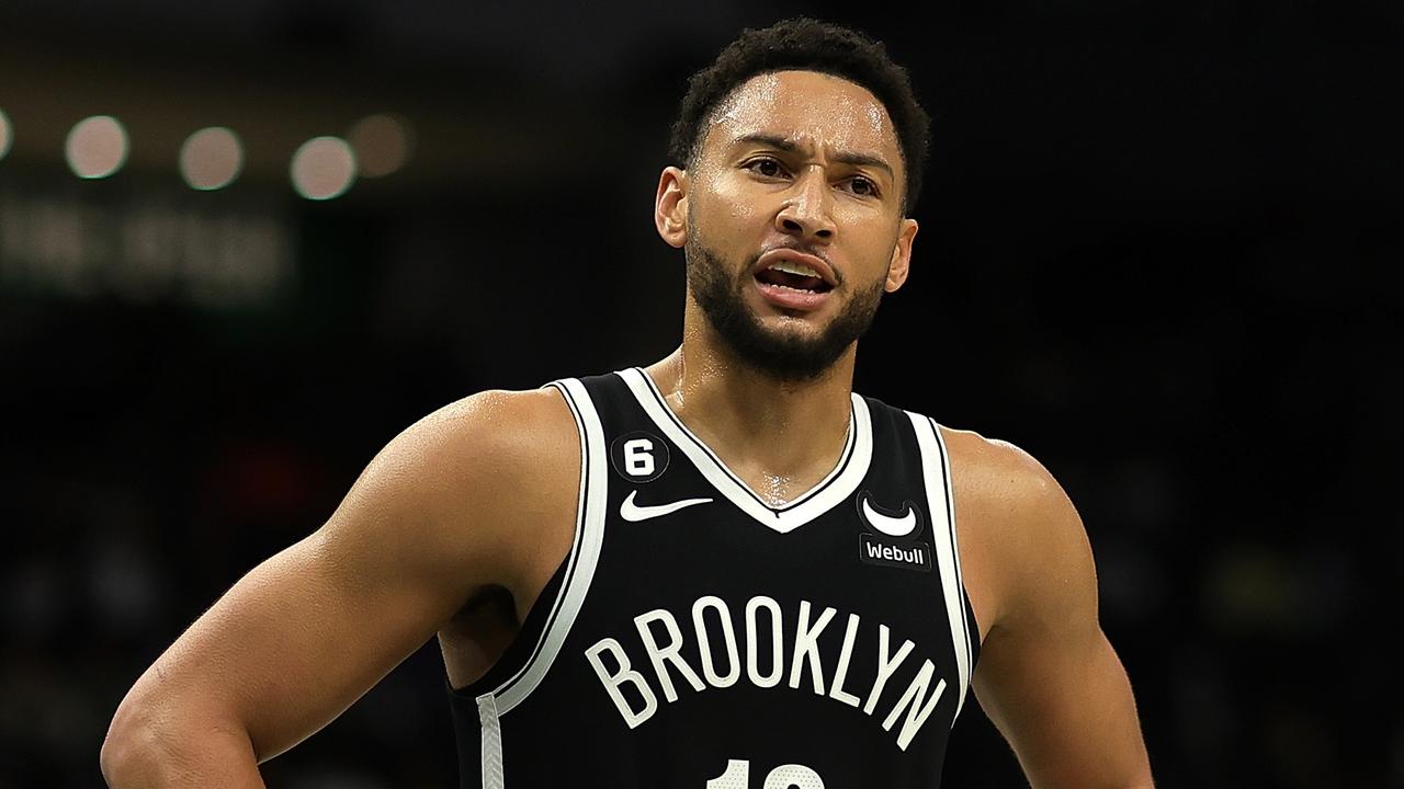 MILWAUKEE, WISCONSIN – OCTOBER 12: Ben Simmons #10 of the Brooklyn Nets reacts to an officials call during the first half of a pre-season game against the Milwaukee Bucks at Fiserv Forum on October 12, 2022 in Milwaukee, Wisconsin. NOTE TO USER: User expressly acknowledges and agrees that, by downloading and or using this photograph, User is consenting to the terms and conditions of the Getty Images License Agreement. (Photo by Stacy Revere/Getty Images)