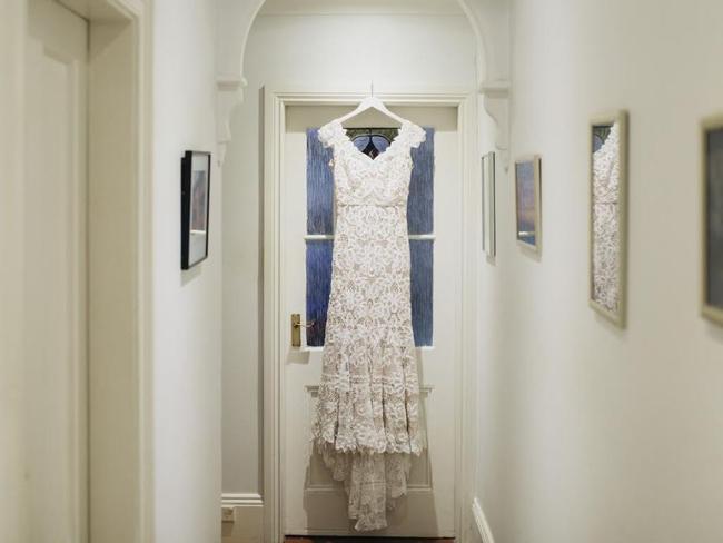 Ariana Neuman's wedding dress was created from recycled lace unearthed in Paris. Picture: Jack Chauvel