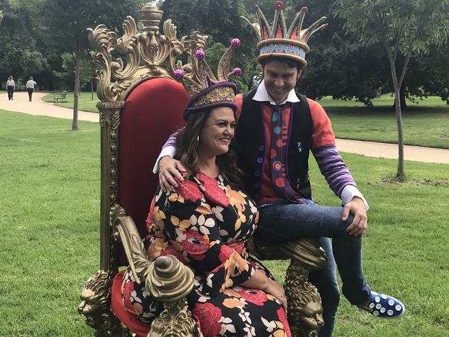 Chrissie Swan and Jimmy Giggle pose for a photograph. AAP Image/Caroline Schelle