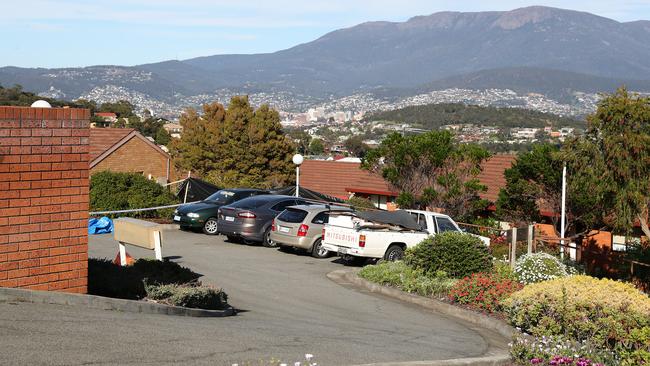 Tasmania Police investigating a body found in Carbeen Street Mornington. Picture: NIKKI DAVIS-JONES