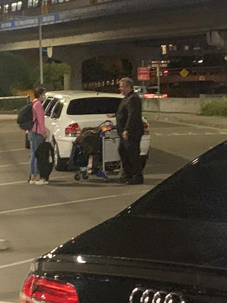 Jayne Hrdlicka arrives at Brisbane Airport to a waiting limo on Sunday.