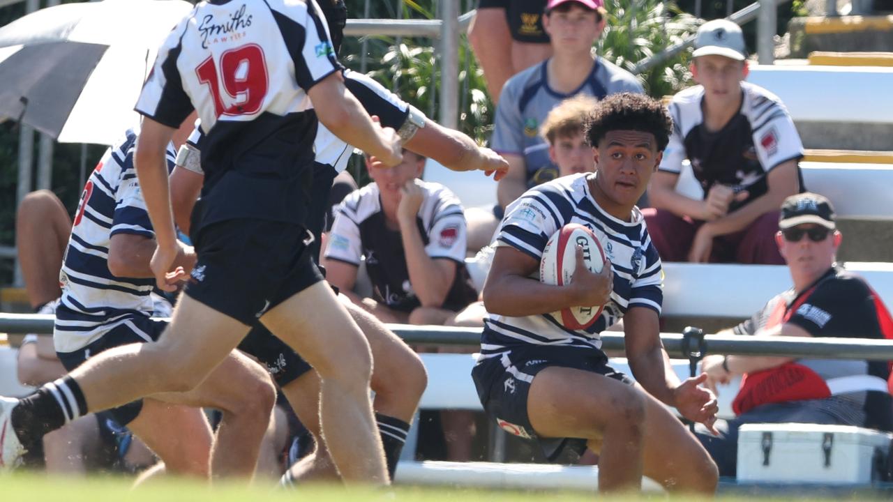 Pierre Poluleuligaga. Action from the Under 16 Brisbane junior rugby league grand final between Brothers and Souths at Norman Park. Picture Lachie Millard