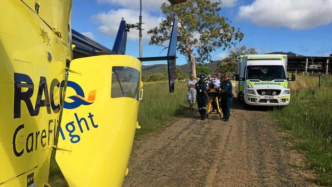 The quick thinking of an eight-year-old Bundaberg girl led to the successful airlift of her grandfather from his North Burnett property following a quad bike accident in 2016. Picture: Contributed