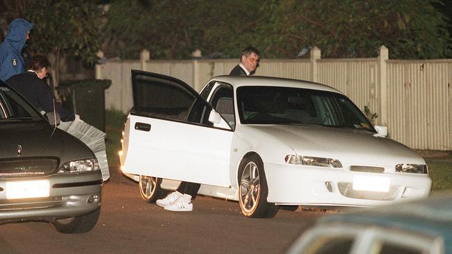 Mark Moran lays dead in his ute outside his Aberfeldie home.