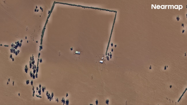 Heatherbrae’s humble meat pies stood no chance against these quickly rising waters. Picture: Nearmap