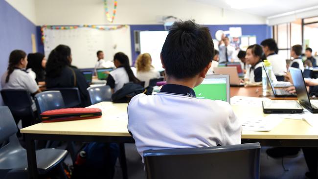 Students attend a class. Picture: AAP