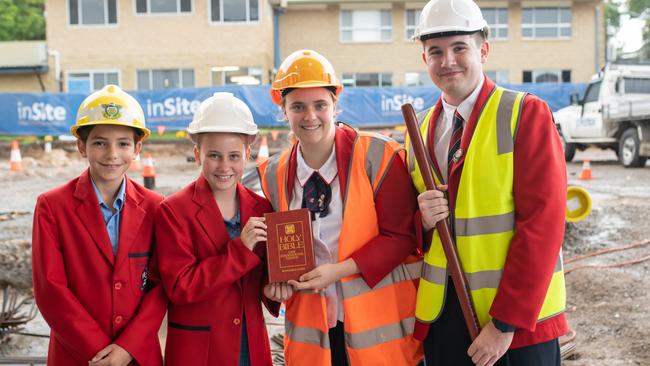 Caloundra Christian College School captains Johan Nel, Evie White, Olivia Munce and Craig Dittmann