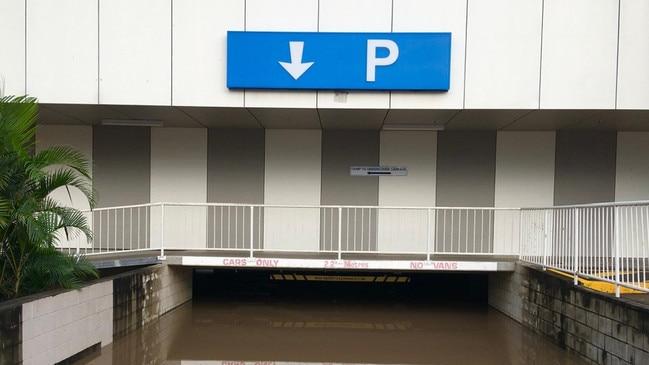 The Woolworths carpark is flooded in Maryborough. Picture: Robyne Cuerel.