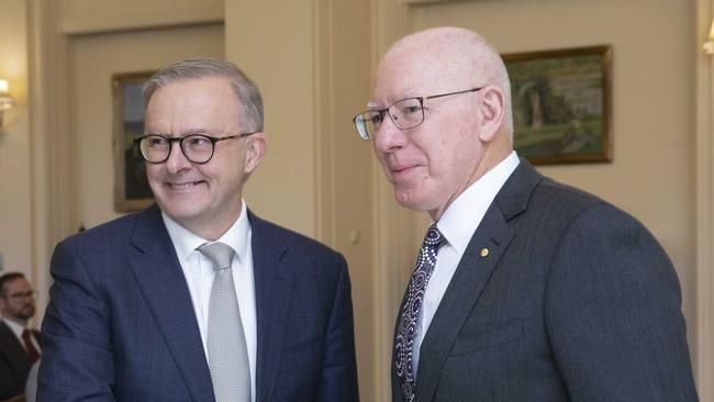 Anthony Albanese with the Governor-General after being sworn in. Picture: NCA NewsWire / Andrew Taylor