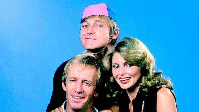 Australian television icons Paul Hogan, John ‘Strop’ Cornell and Delvene Delaney from the 1970s halcyon days of The Paul Hogan Show. Cornell and Delaney met on the show and married in 1977.