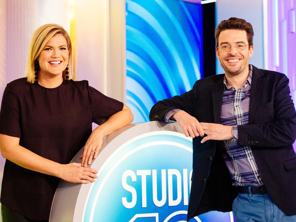 Joe Hildebrand (right) co-hosts Studio 10 with Sarah Harris. Picture: Jonathan Ng