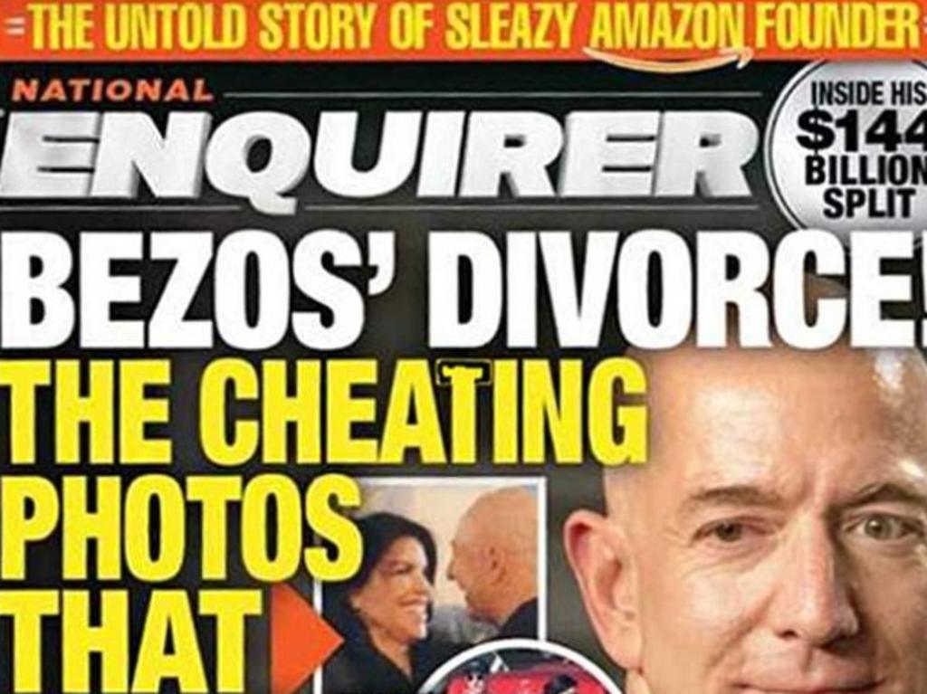 The National Enquirer’s cover story on Jeff Bezos and all communications with him were said to be ‘in good faith” according to the magazine’s parent company. Picture: Supplied